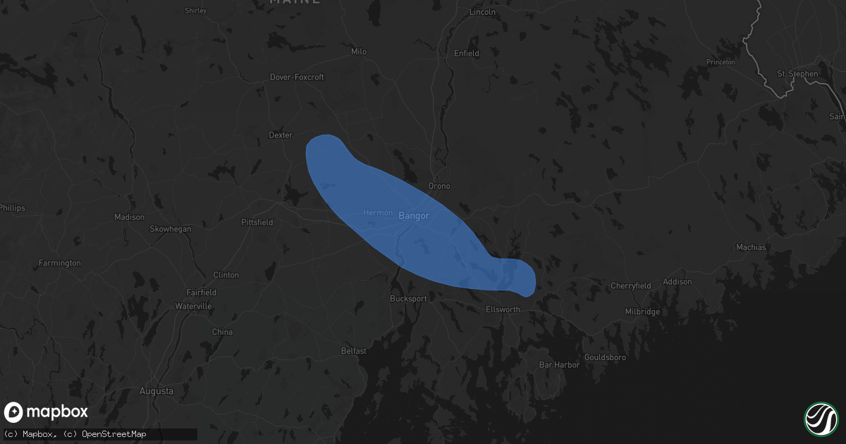 Hail map in Brewer, ME on July 16, 2026