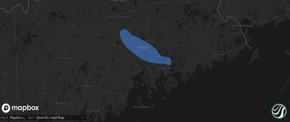 Hail map in Bucksport, ME on July 16, 2026