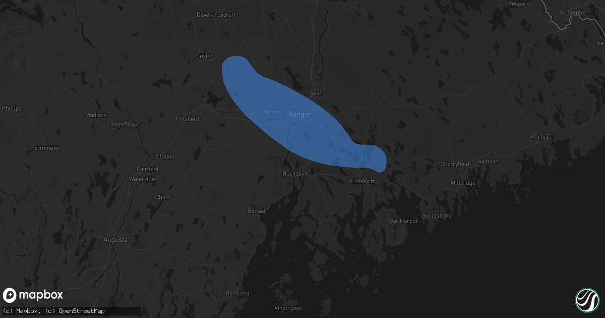 Hail map in Bucksport, ME on July 16, 2026