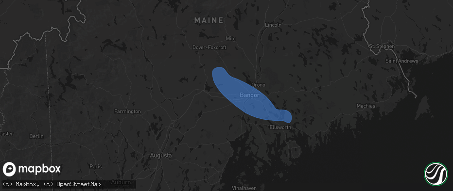 Hail map in Carmel, ME on July 16, 2026