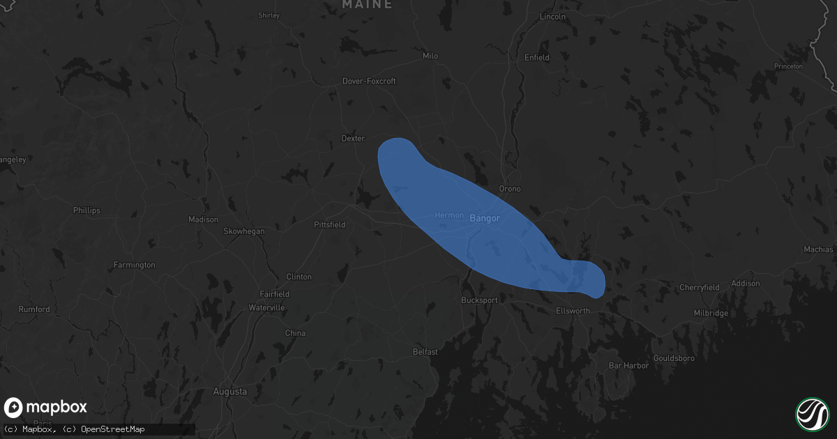 Hail map in Carmel, ME on July 16, 2026