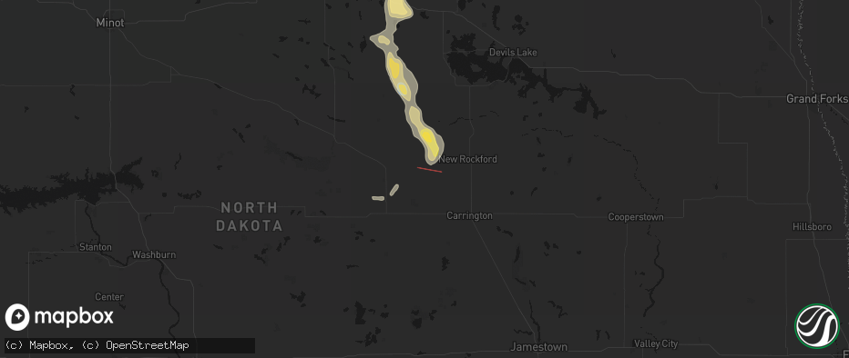 Hail map in Cathay, ND on July 16, 2026
