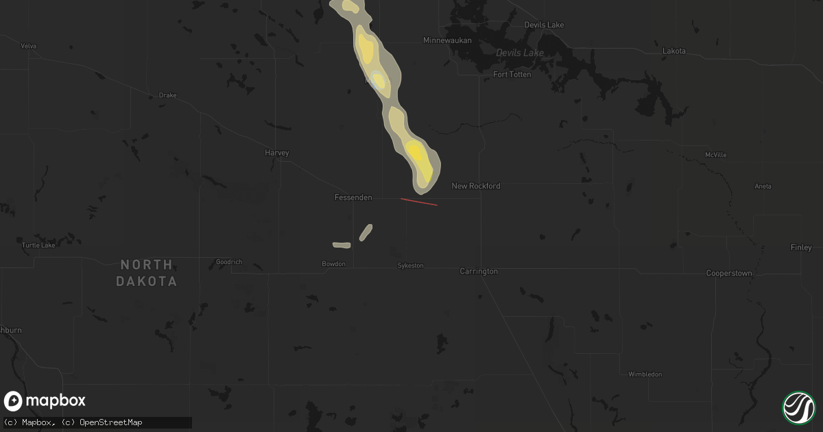 Hail map in Cathay, ND on July 16, 2026