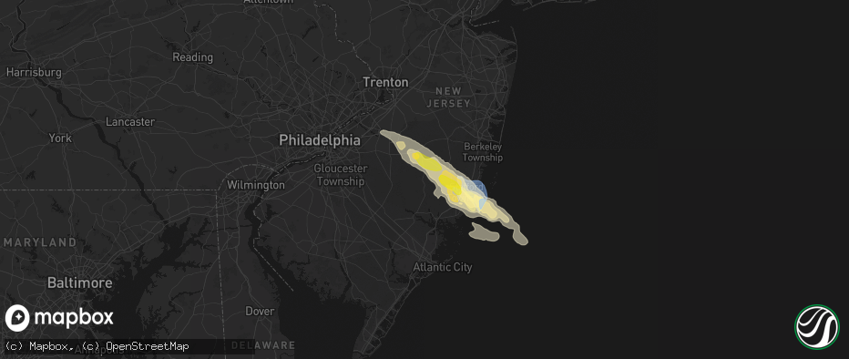 Hail map in Chatsworth, NJ on July 16, 2026