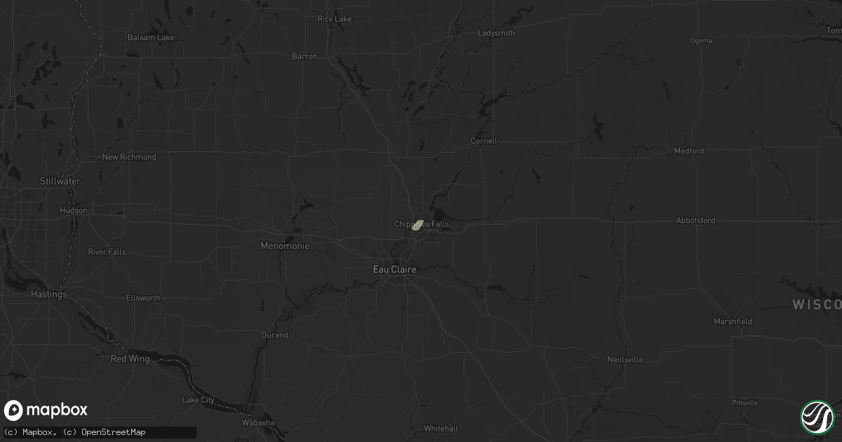 Hail map in Chippewa Falls, WI on July 16, 2026