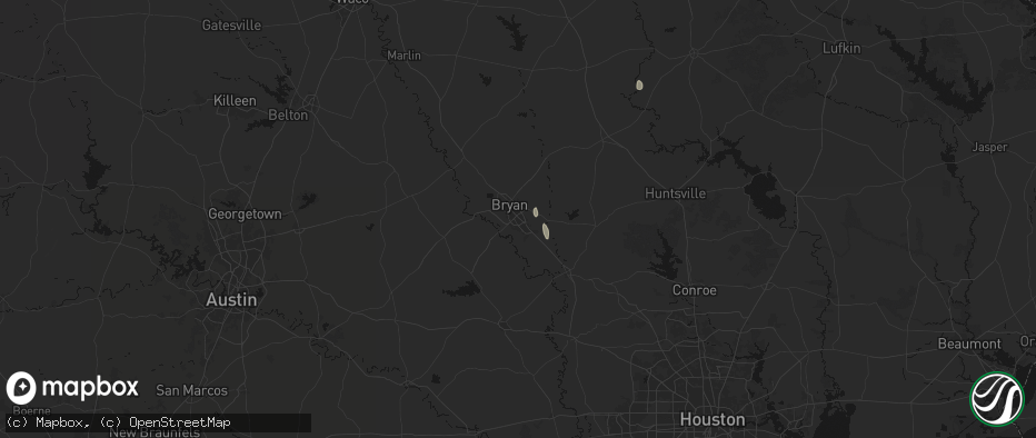 Hail map in College Station, TX on July 16, 2026