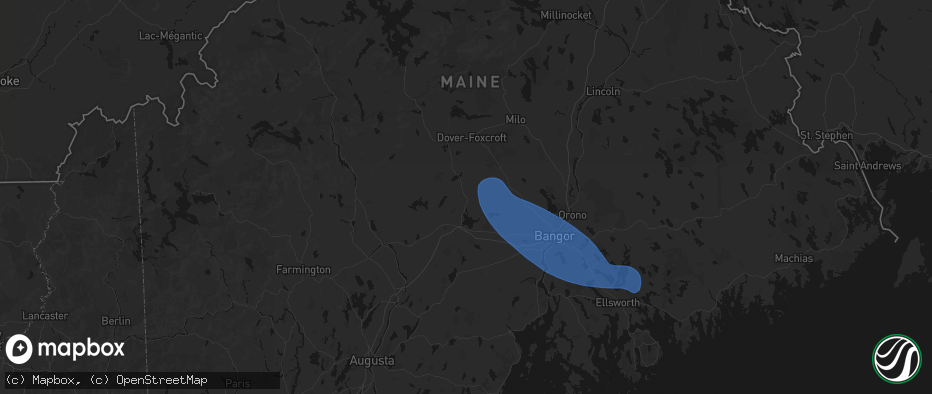 Hail map in Corinna, ME on July 16, 2026