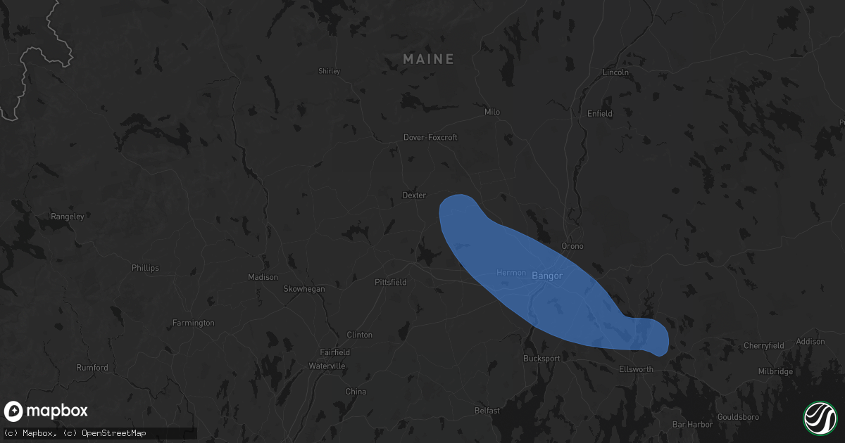 Hail map in Corinna, ME on July 16, 2026