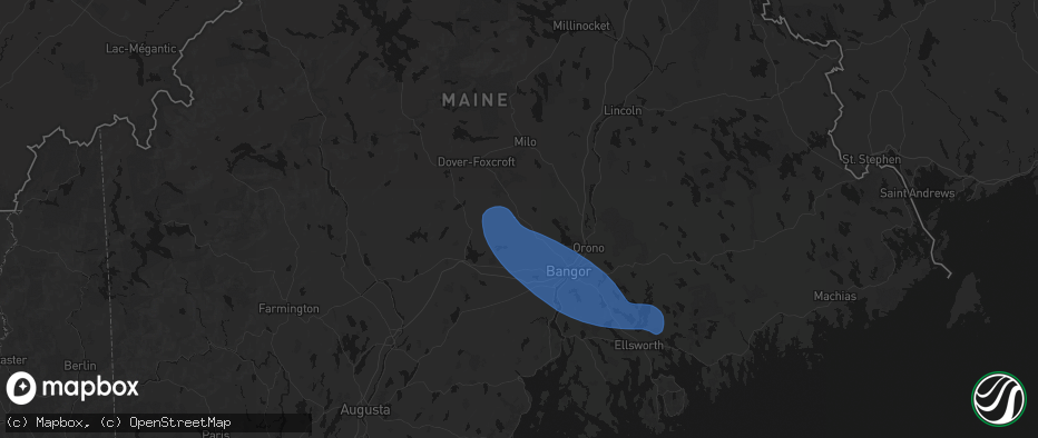 Hail map in Corinth, ME on July 16, 2026