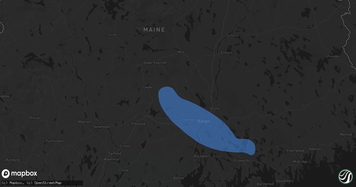 Hail map in Corinth, ME on July 16, 2026