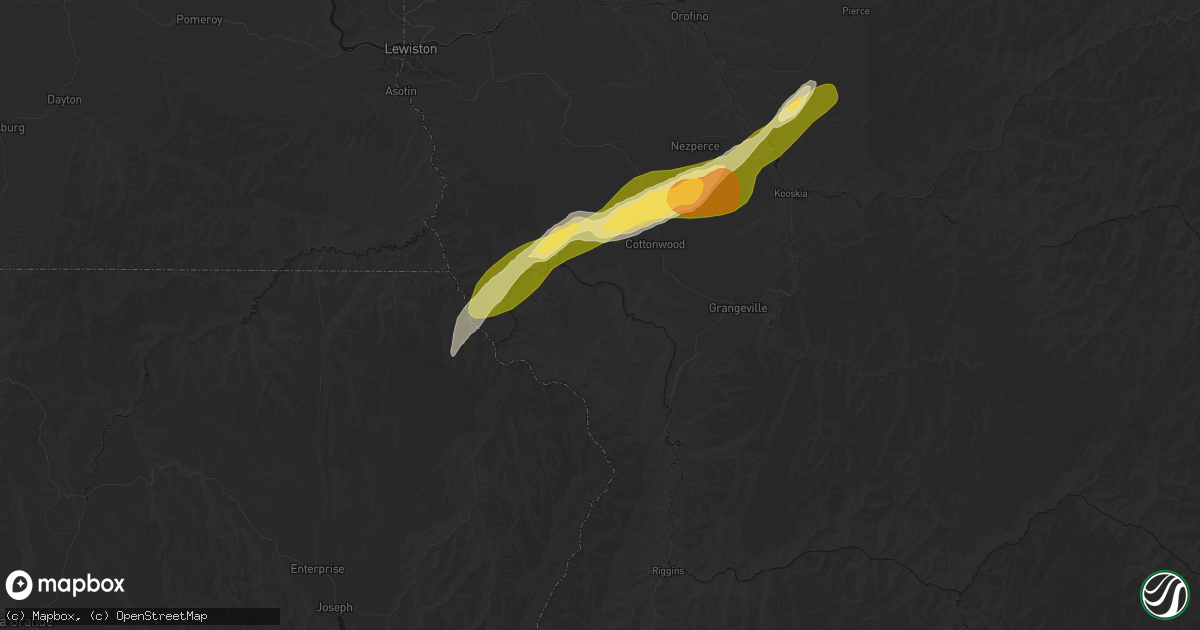 Hail map in Cottonwood, ID on July 16, 2026