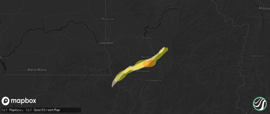 Hail map in Craigmont, ID on July 16, 2026