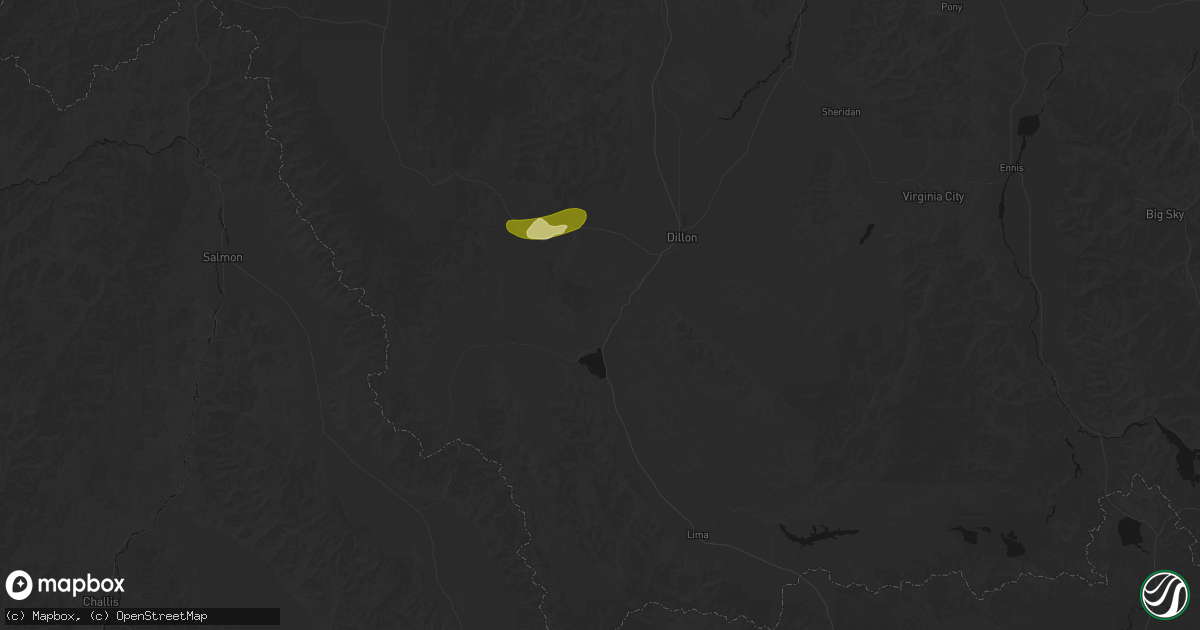 Hail map in Dillon, MT on July 16, 2026