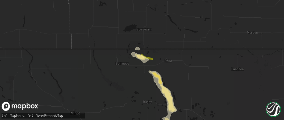 Hail map in Dunseith, ND on July 16, 2026