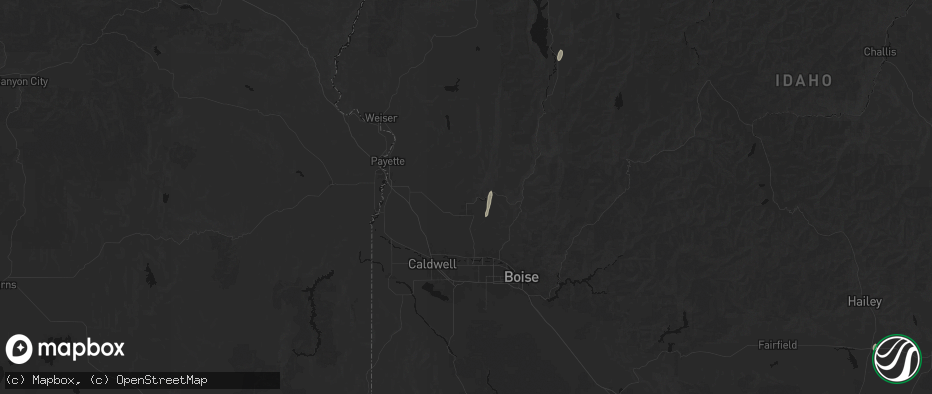 Hail map in Emmett, ID on July 16, 2026
