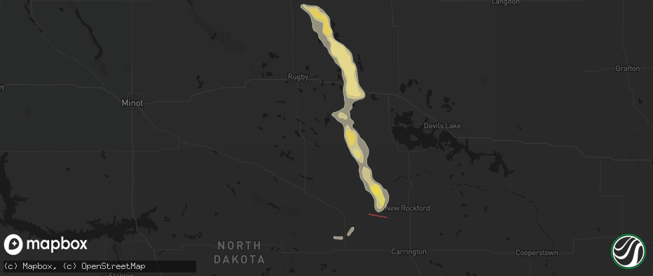 Hail map in Esmond, ND on July 16, 2026