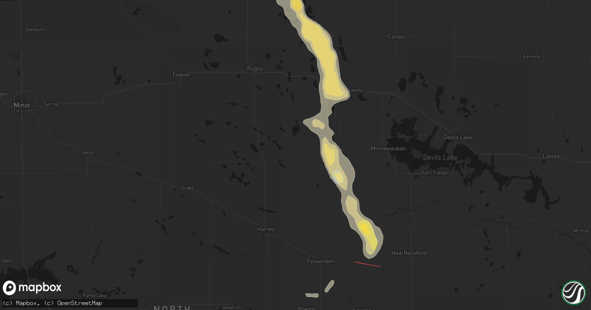 Hail map in Esmond, ND on July 16, 2026