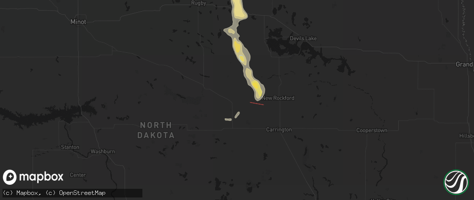 Hail map in Fessenden, ND on July 16, 2026