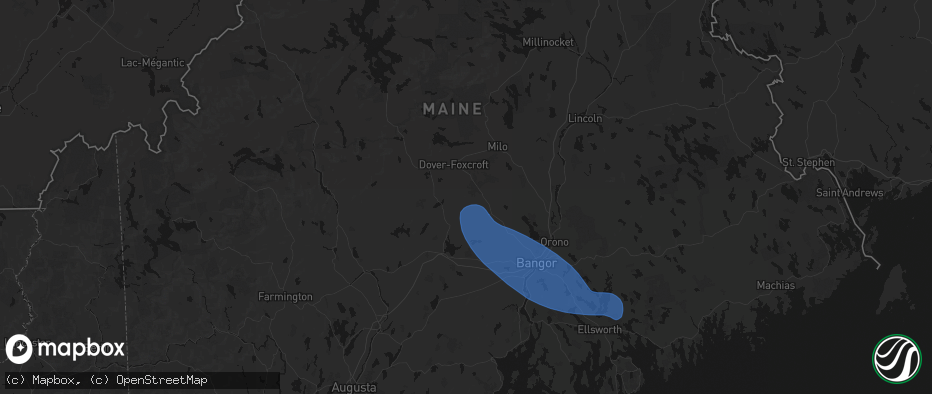 Hail map in Garland, ME on July 16, 2026