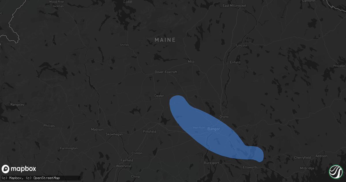 Hail map in Garland, ME on July 16, 2026