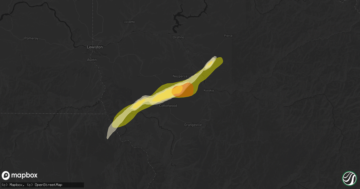 Hail map in Greencreek, ID on July 16, 2026