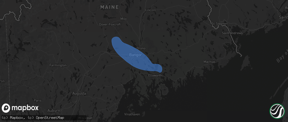Hail map in Holden, ME on July 16, 2026