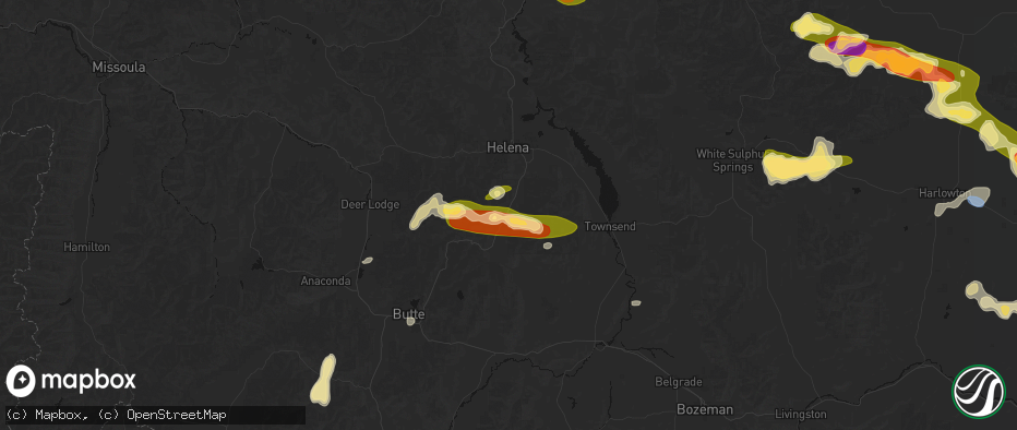 Hail map in Jefferson City, MT on July 16, 2026