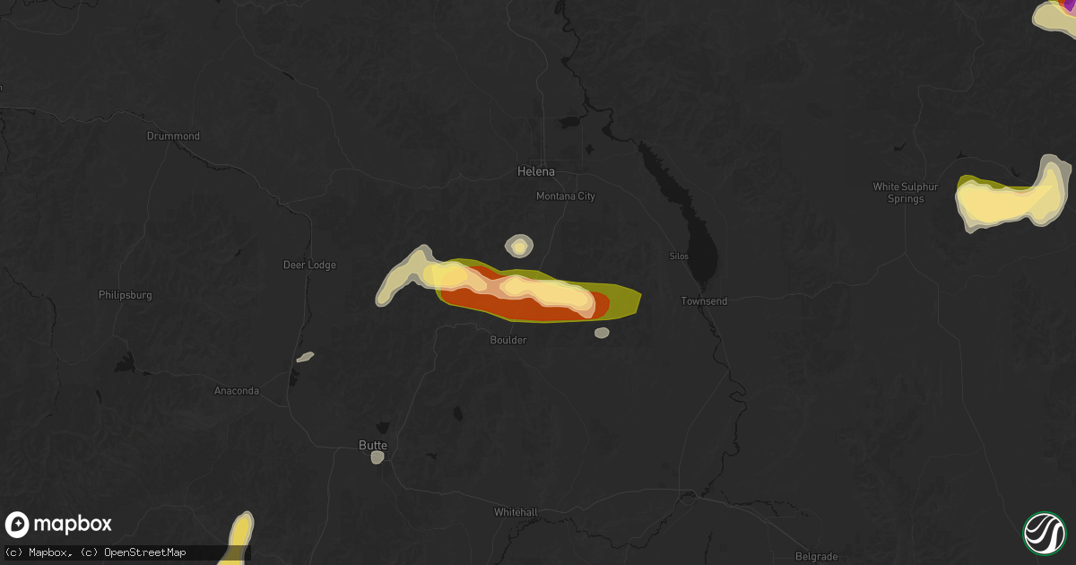 Hail map in Jefferson City, MT on July 16, 2026