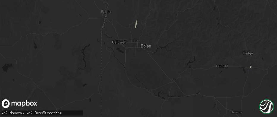 Hail map in Kuna, ID on July 16, 2026