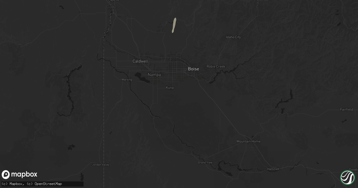 Hail map in Kuna, ID on July 16, 2026