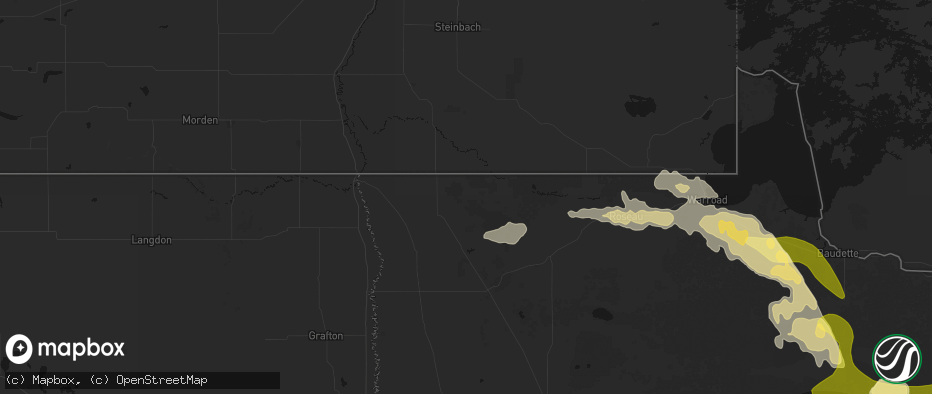 Hail map in Lancaster, MN on July 16, 2026