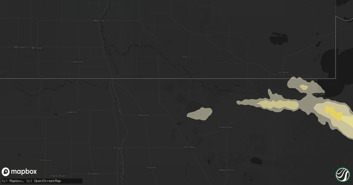 Hail map in Lancaster, MN on July 16, 2026