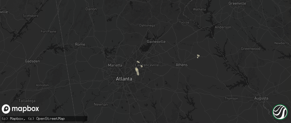 Hail map in Lawrenceville, GA on July 16, 2026