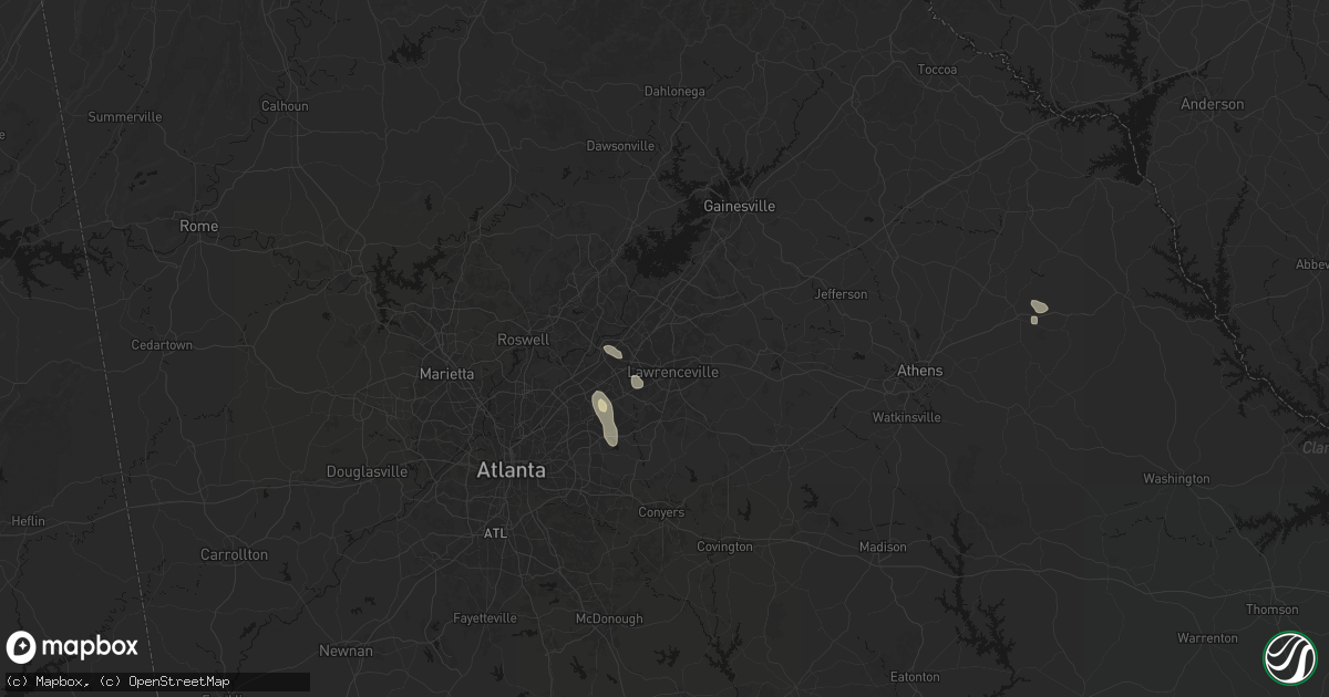 Hail map in Lawrenceville, GA on July 16, 2026