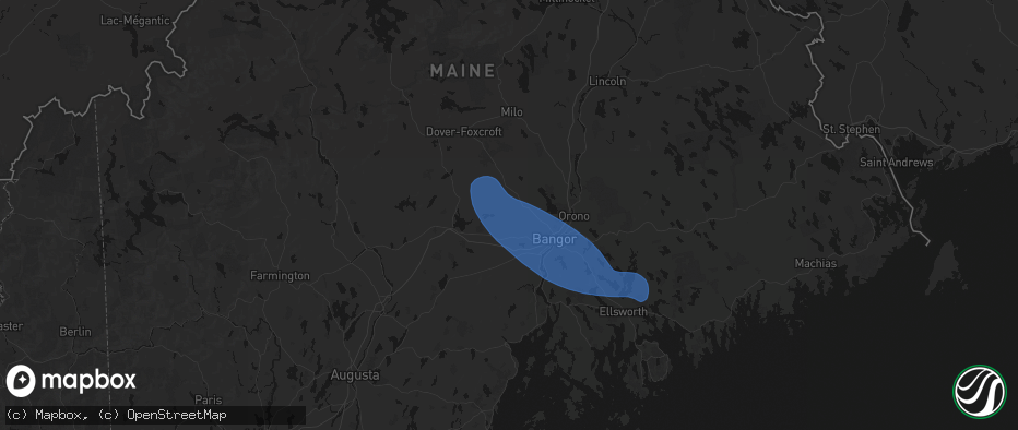 Hail map in Levant, ME on July 16, 2026
