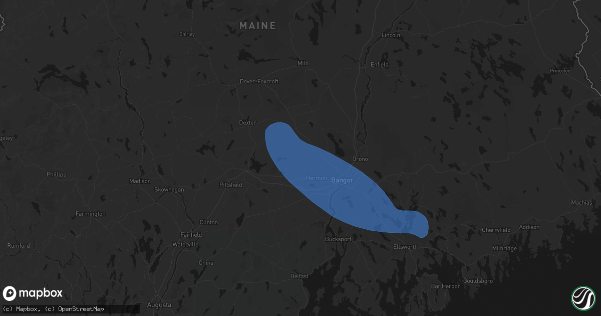 Hail map in Levant, ME on July 16, 2026