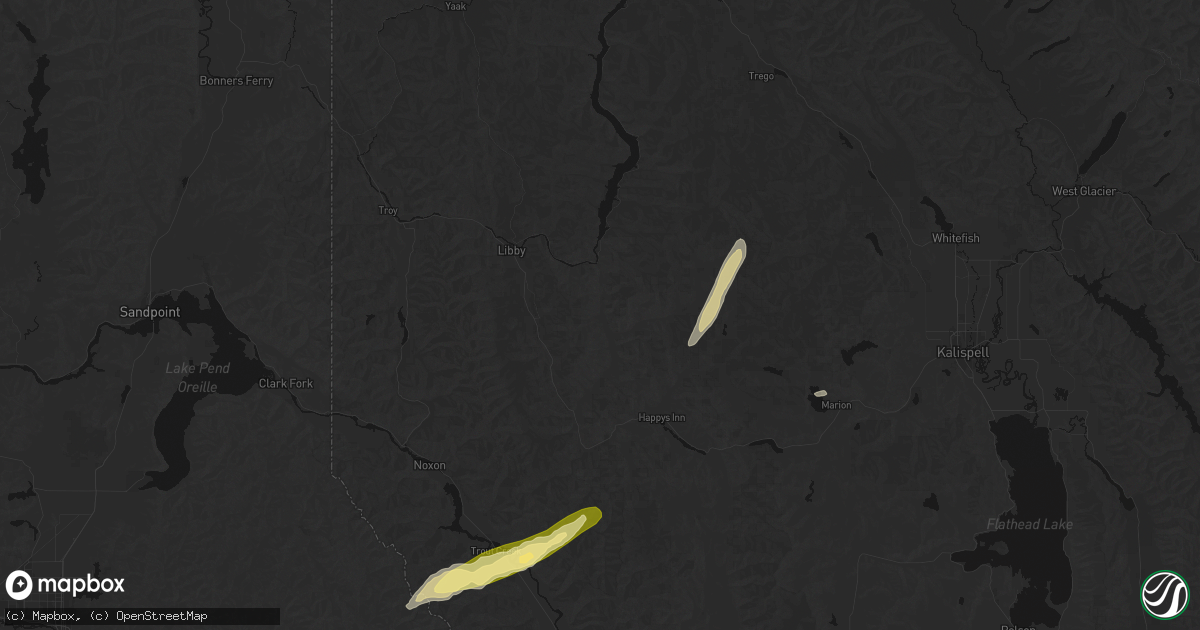 Hail map in Libby, MT on July 16, 2026