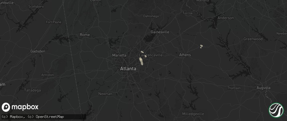 Hail map in Lilburn, GA on July 16, 2026