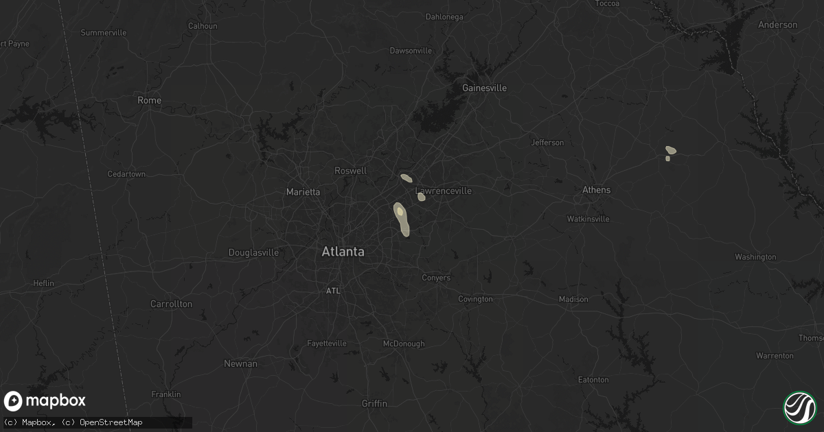 Hail map in Lilburn, GA on July 16, 2026
