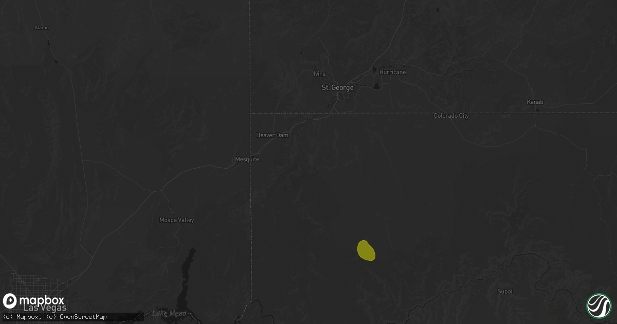 Hail map in Littlefield, AZ on July 16, 2026