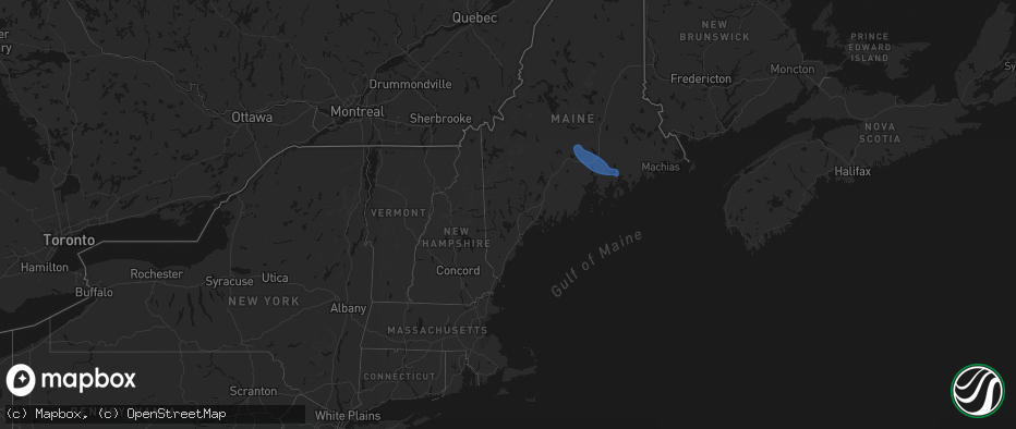 Hail map in Maine on July 16, 2026