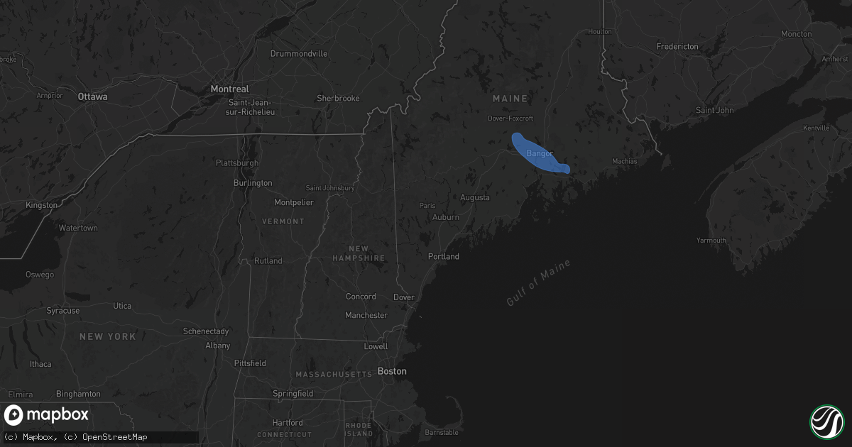Hail map in Maine on July 16, 2026