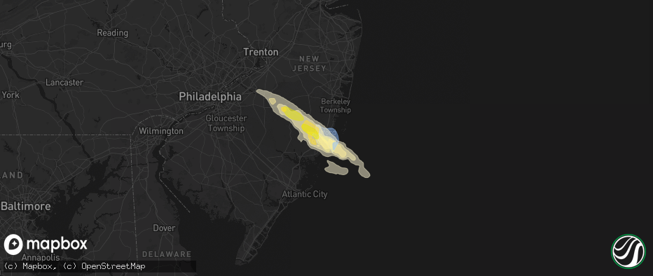 Hail map in Manahawkin, NJ on July 16, 2026