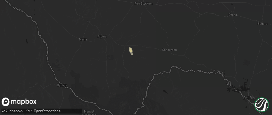 Hail map in Marathon, TX on July 16, 2026