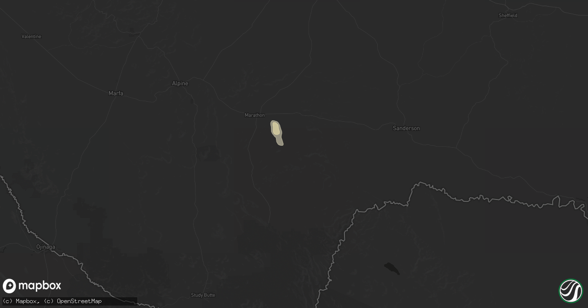 Hail map in Marathon, TX on July 16, 2026