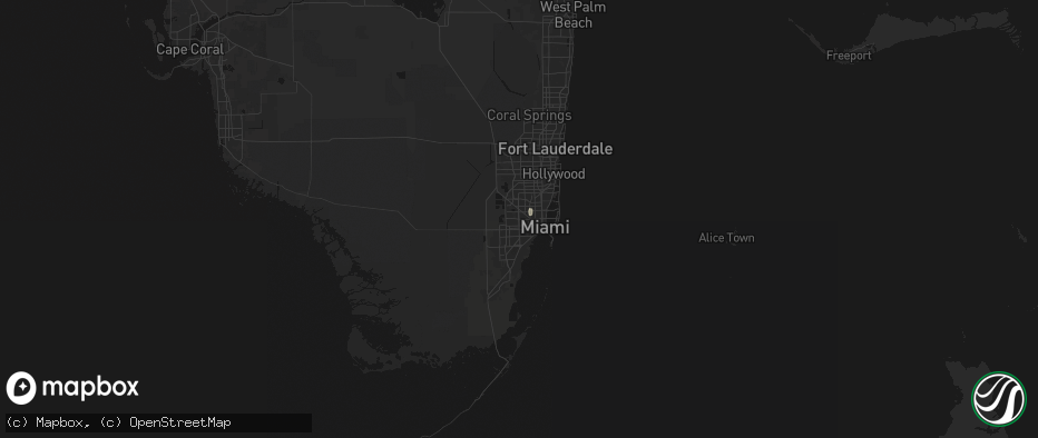 Hail map in Miami, FL on July 16, 2026