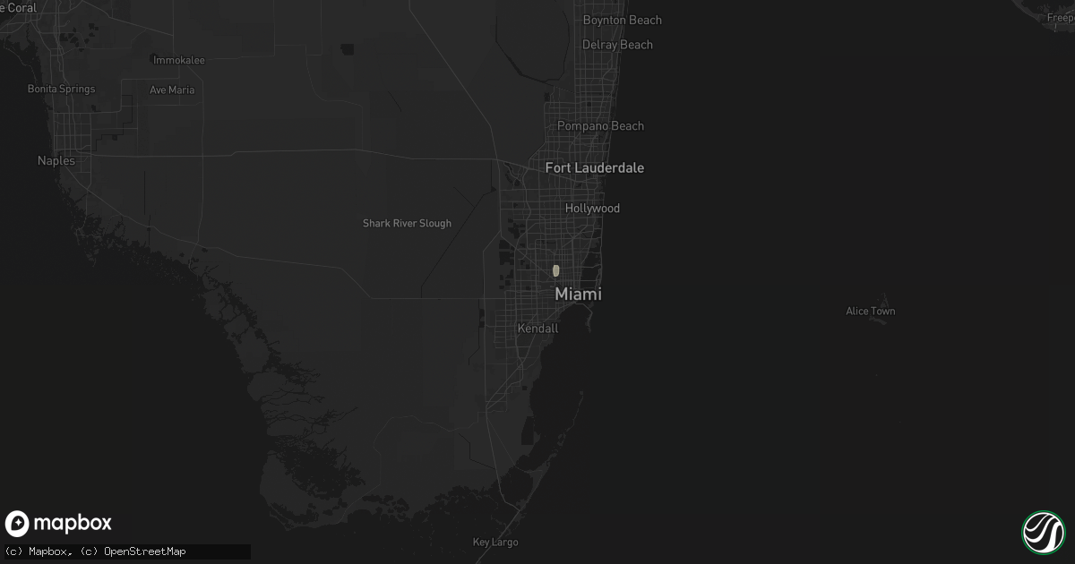 Hail map in Miami, FL on July 16, 2026