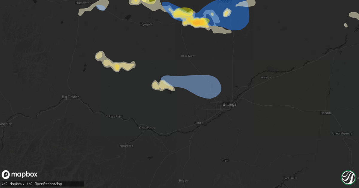 Hail map in Molt, MT on July 16, 2026