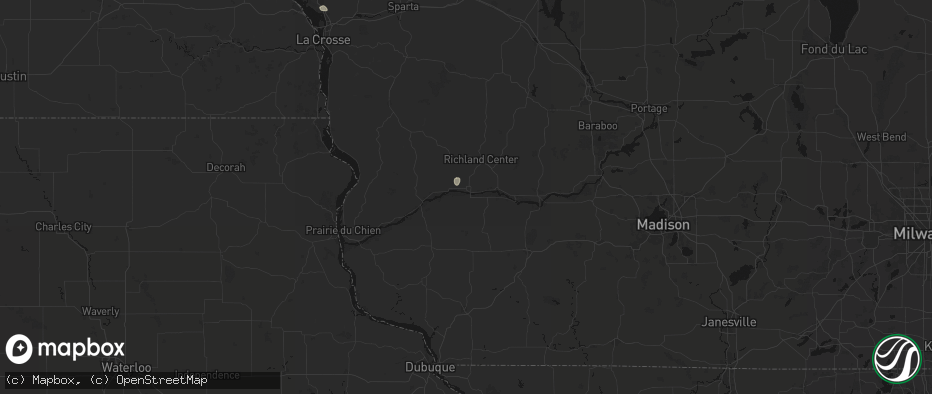Hail map in Muscoda, WI on July 16, 2026