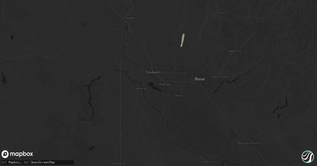 Hail map in Nampa, ID on July 16, 2026